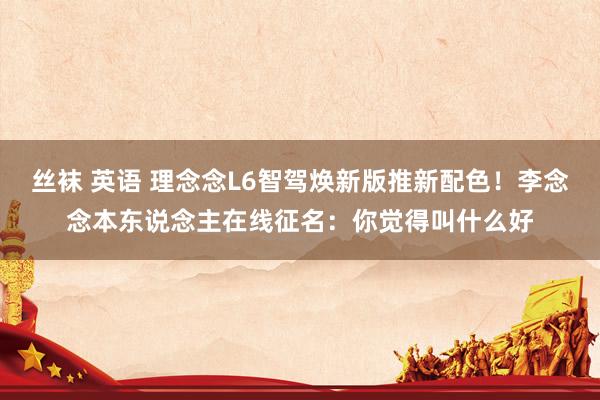 丝袜 英语 理念念L6智驾焕新版推新配色！李念念本东说念主在线征名：你觉得叫什么好