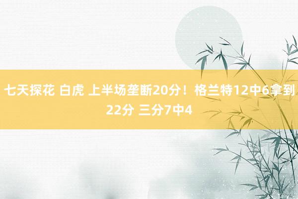 七天探花 白虎 上半场垄断20分！格兰特12中6拿到22分 三分7中4