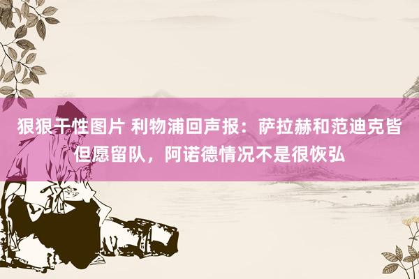 狠狠干性图片 利物浦回声报：萨拉赫和范迪克皆但愿留队，阿诺德情况不是很恢弘